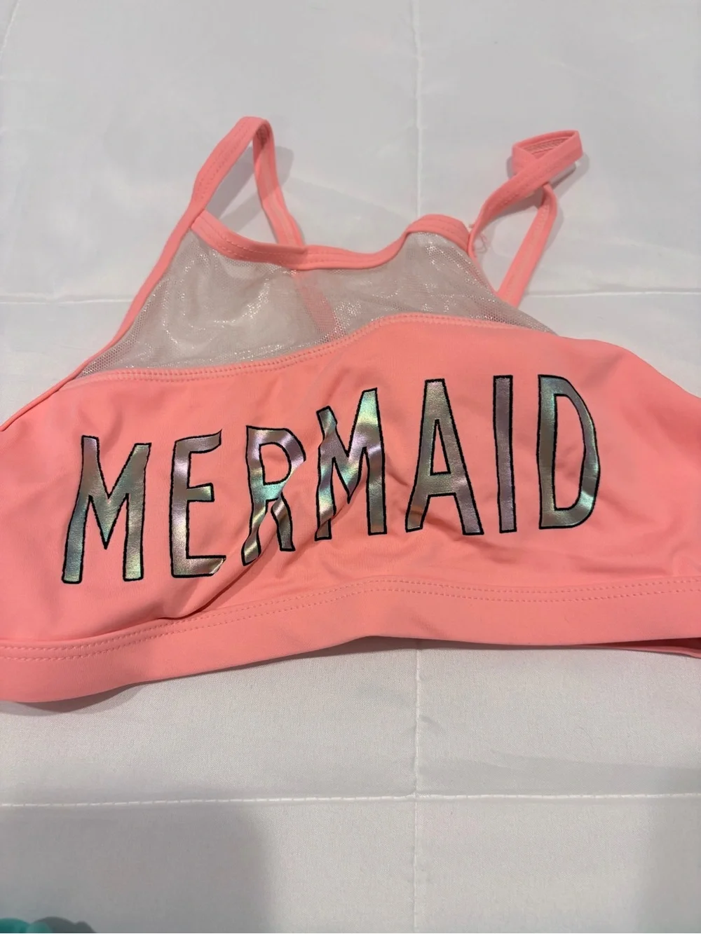 Justice Coral Pink & Aqua Two-Piece Mermaid Swim Set